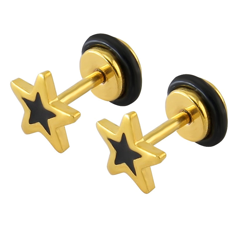 8/10/12mm Gold Womens Mens Hoop Stainless Steel Tube Hoop Ear Ring Earrings  | eBay